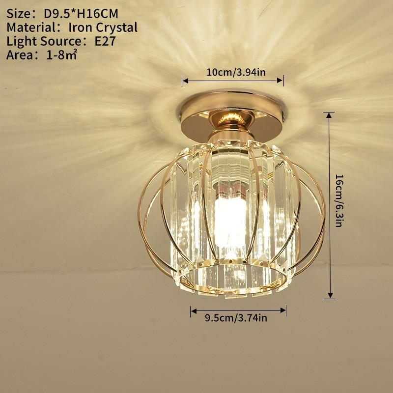 /gold Corridor Light, Nordic Modern Minimalist Entryway Balcony Lamp, Trendy Luxury Crystal Ceiling Light, No LED Bulb Included