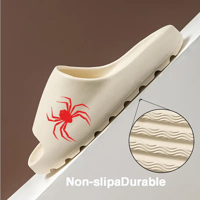 Halloween Spider Print Slippers for Women Men Non-Slip Indoor Home Shoes Comfortable Soft Sole Casual House Slippers Funny Novelty Animal Pattern Footwear for Holiday Party Daily Wear