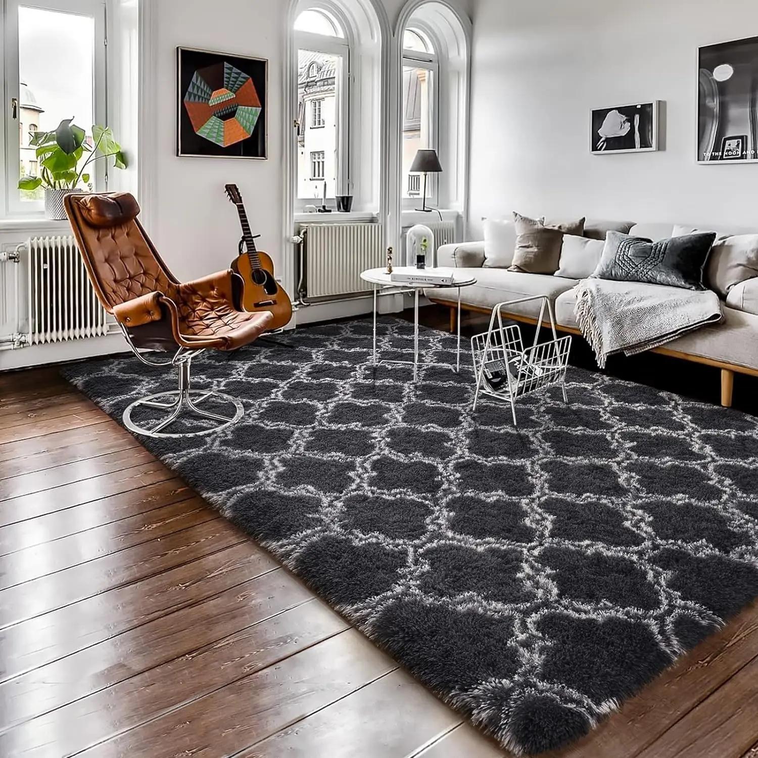 Ultra Soft Solid Color Plush Area Rug, Long Pile Carpet for Living Room, Bedroom, and Window Sill, Cozy Floor Mat for Home Decor, Furry Soft Rugs, Fluffy Rug