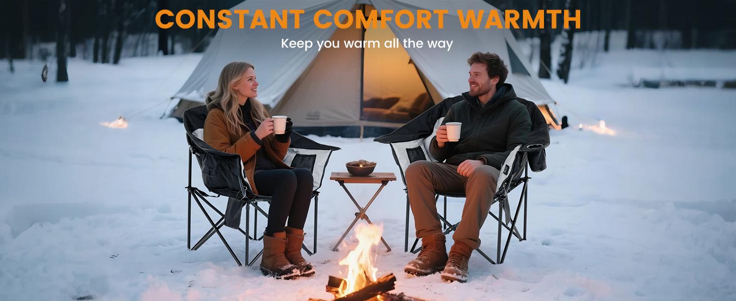 Lilypelle Oversized Heated Recliner Chair – Portable Folding Lawn Chair with 3 Heat Settings & Massage, Fully Padded Heavy-Duty Chair, Supports Up to 400lbs, Perfect for Outdoor Comfort