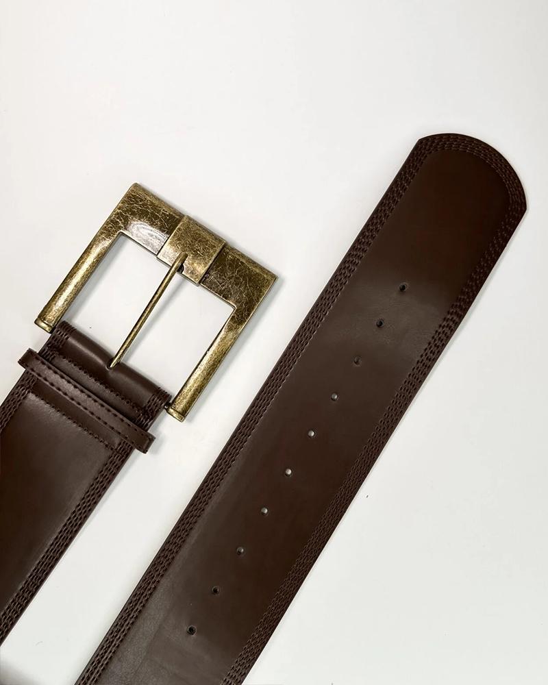 ChicMe Women's Plain Vintage Wide Leather Belt Fashion Buckle Waist Belts