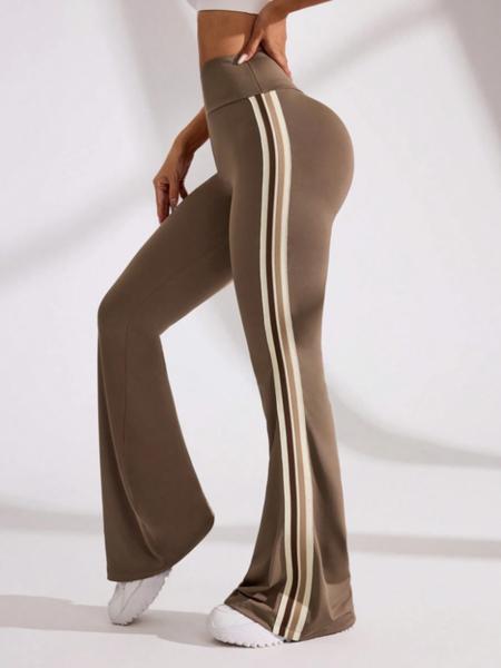 Women's Halloween High-Waisted Sporty Yoga Pants, Gym Sportswear Bottoms, Tight-Fitting Knit Fabric Colorblock Design, Fall & Winter Casual Wear