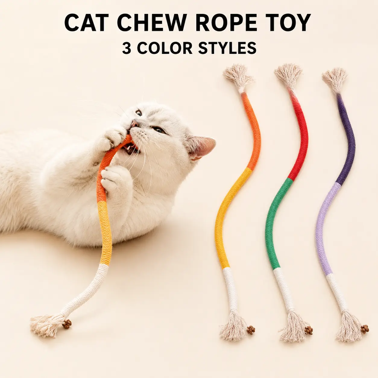 Cat Toys Chew Ropes, Safe Teeth Cleaning Toy for Indoor Kittens, Calming Interactive Kitty Toys#SummerVibes#petlovers-YY1