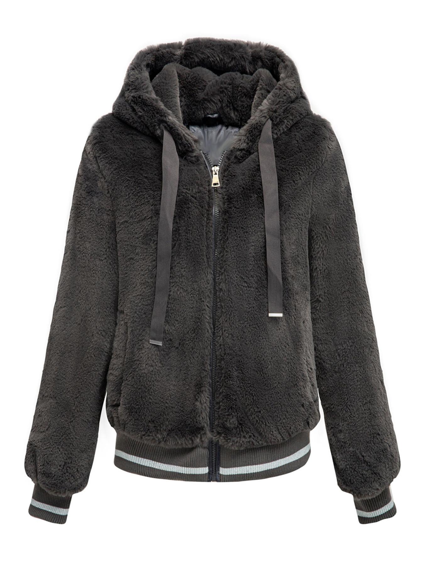 Women's Fall Winter Warm Jacket with Pockets Zipper Fashion Hood Elegant Commuter Casual Simple Daily Wear Coat