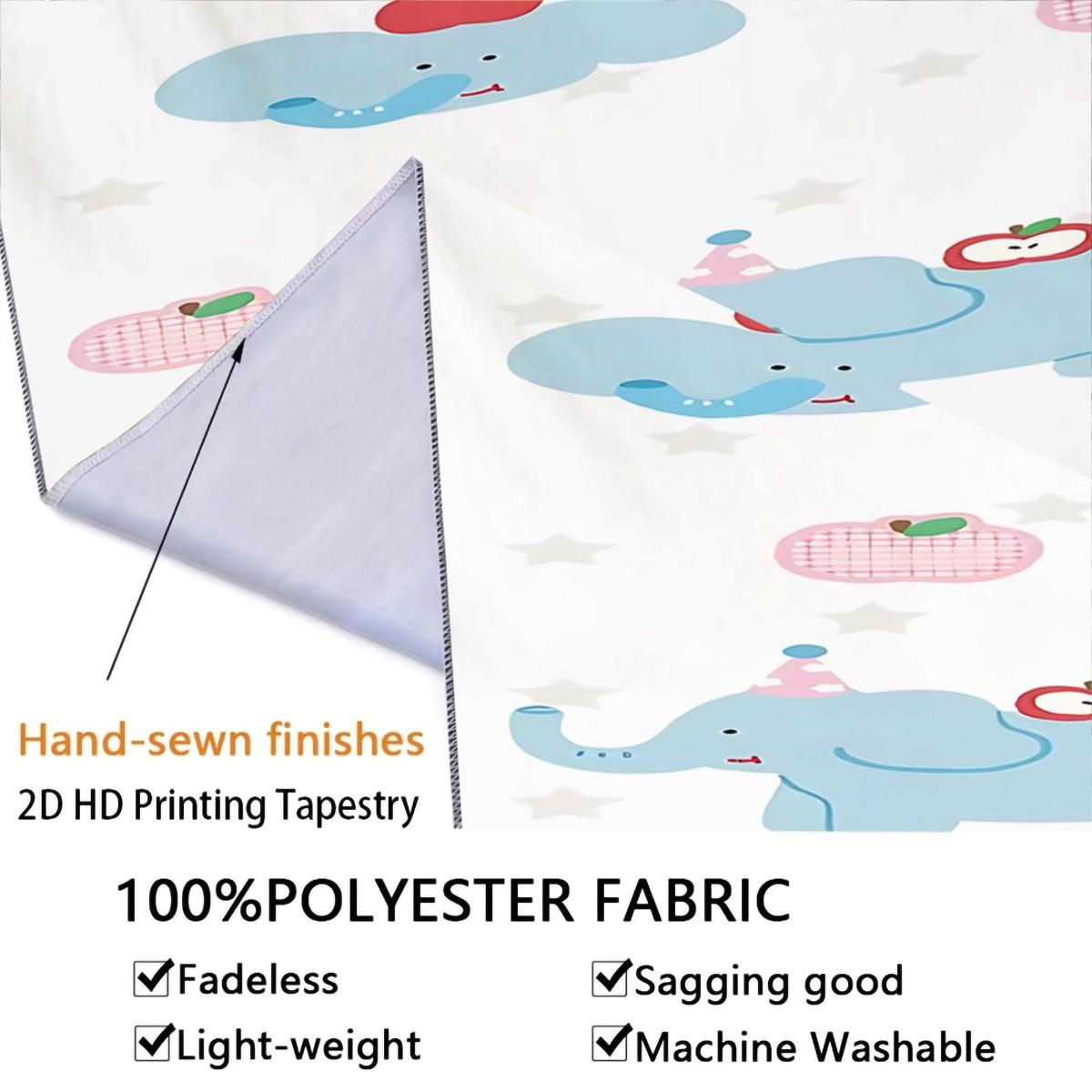 1 Fresh and Cute Cartoon Elephant Print Tapestry, Suitable for Bedroom, Living Room, and Dorm Room Wall Decor a Gift Loved by Children and Teenagers