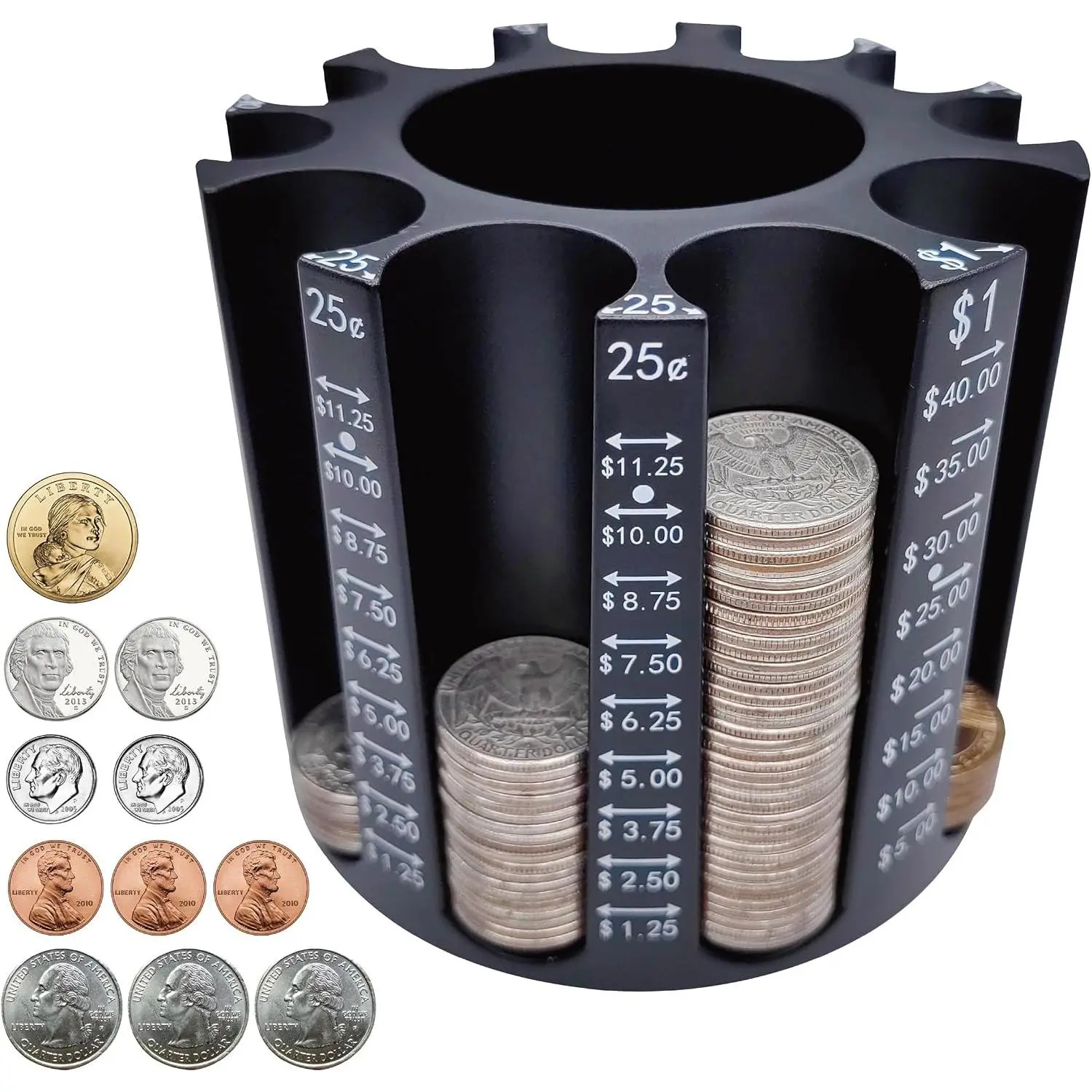 Coin Sorter Change Counter + Pen Holder Coin Organizer Tray Machine | Coin Dispenser Coin Separator Wrapper as Coin Counter Machine, Pencil Holder Desk Organizer for Adult & Kids at Home & Office
