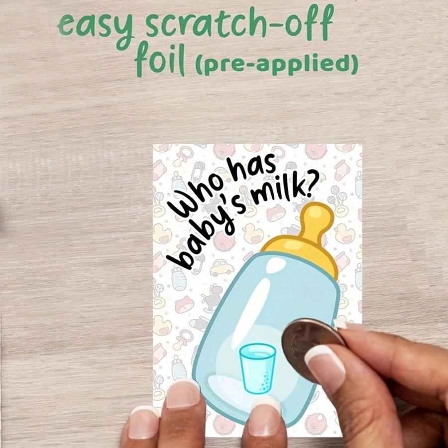 40 Scratch-Off Cards Baby Shower Game, Blue Color, Fun Prize Game for Guests, Interactive Creative Party Activity, Perfect for Celebrations
