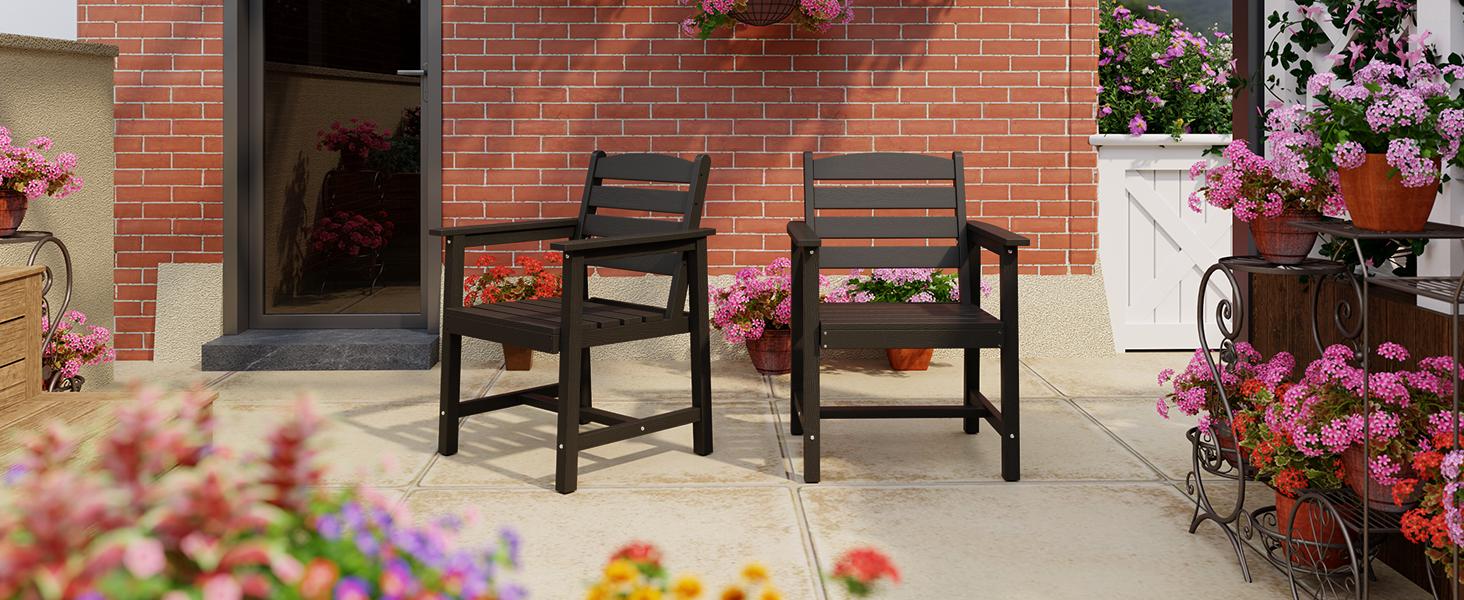 Anbuy Patio HDPE Dining Table Set, 5-Piece Outdoor Dining Table Sets, 2 in 1 Outdoor Furniture Table and 4 Outdoor Chairs for Garden, Backyard, Poolside, Easy Assembly, Ergonomic Design