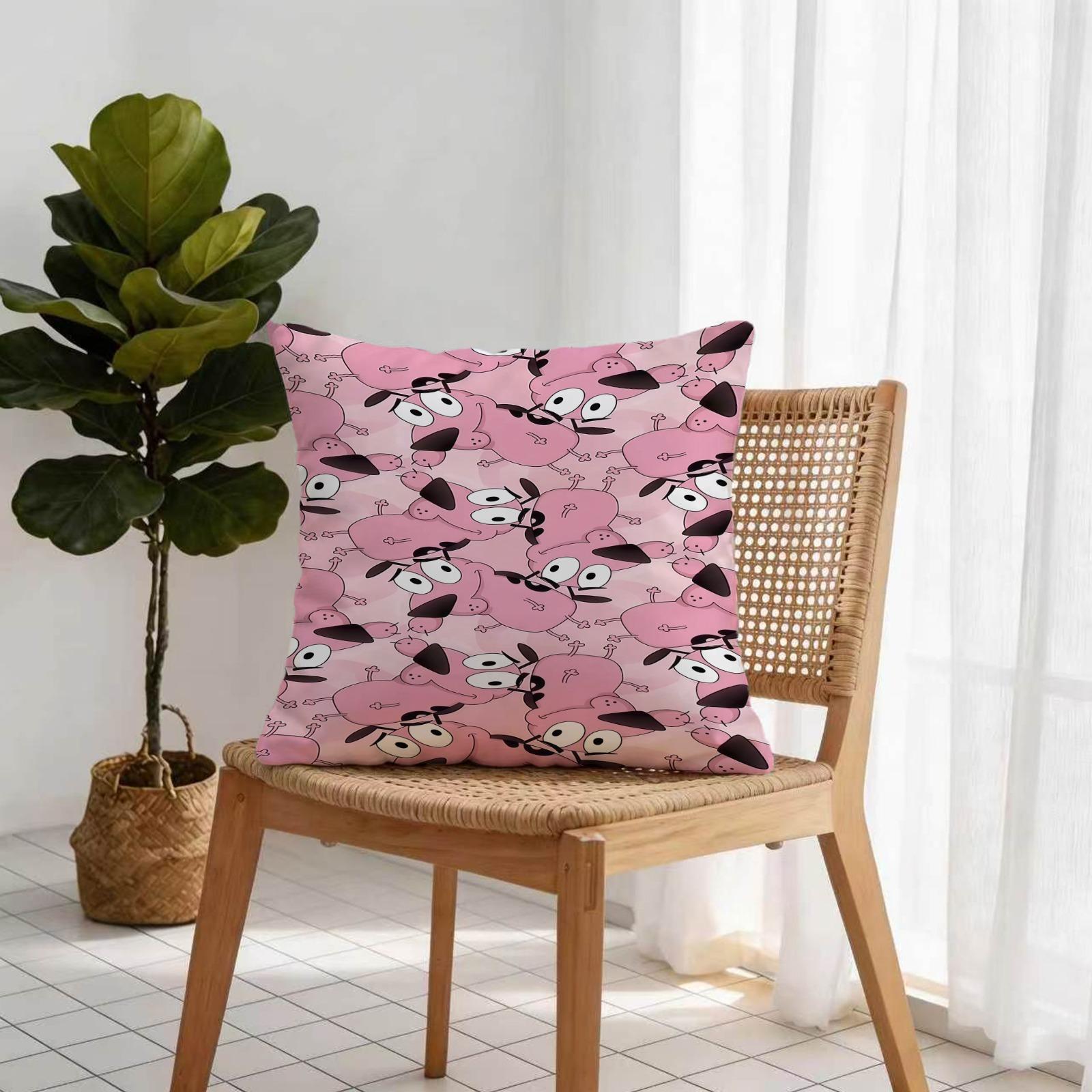 18x18 Inch Courage The Cowardly Dog Throw Pillow, Cute Mint Green Floral Cartoon Dog Decorative Cushion, Kawaii Pillow for Sofa Bed Office Living Room Bedroom, Ideal Gift for Teens Girls Adults Cartoon Fans