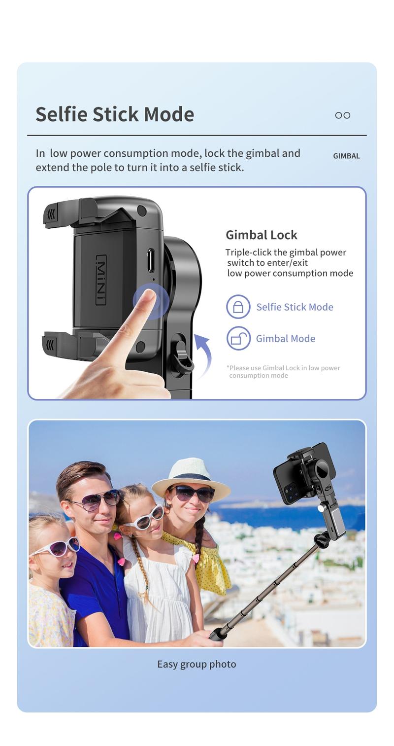 Selfie Q18 with 2D Gimbal and Tripod, Remote LED Light, Anti-Shake and Face Recognition for Perfect Photos, Smartphone Vlogging Kit