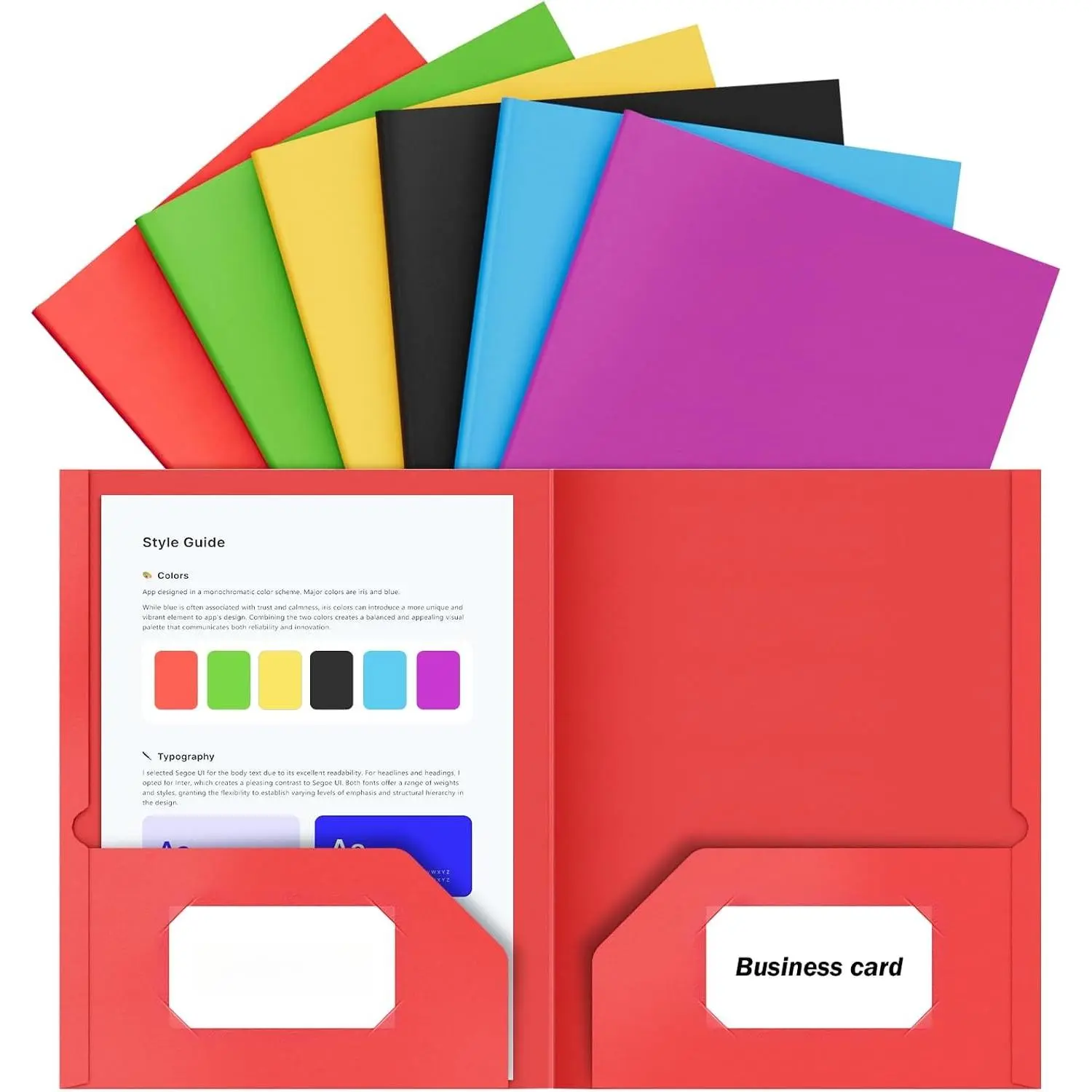 6 Pack Folders with Pockets, 2 Pocket Folder Colored File Folders,  | Fit Letter Size Documents, Heavy Duty Folders, 6  Colors, for , Office, School Supplies