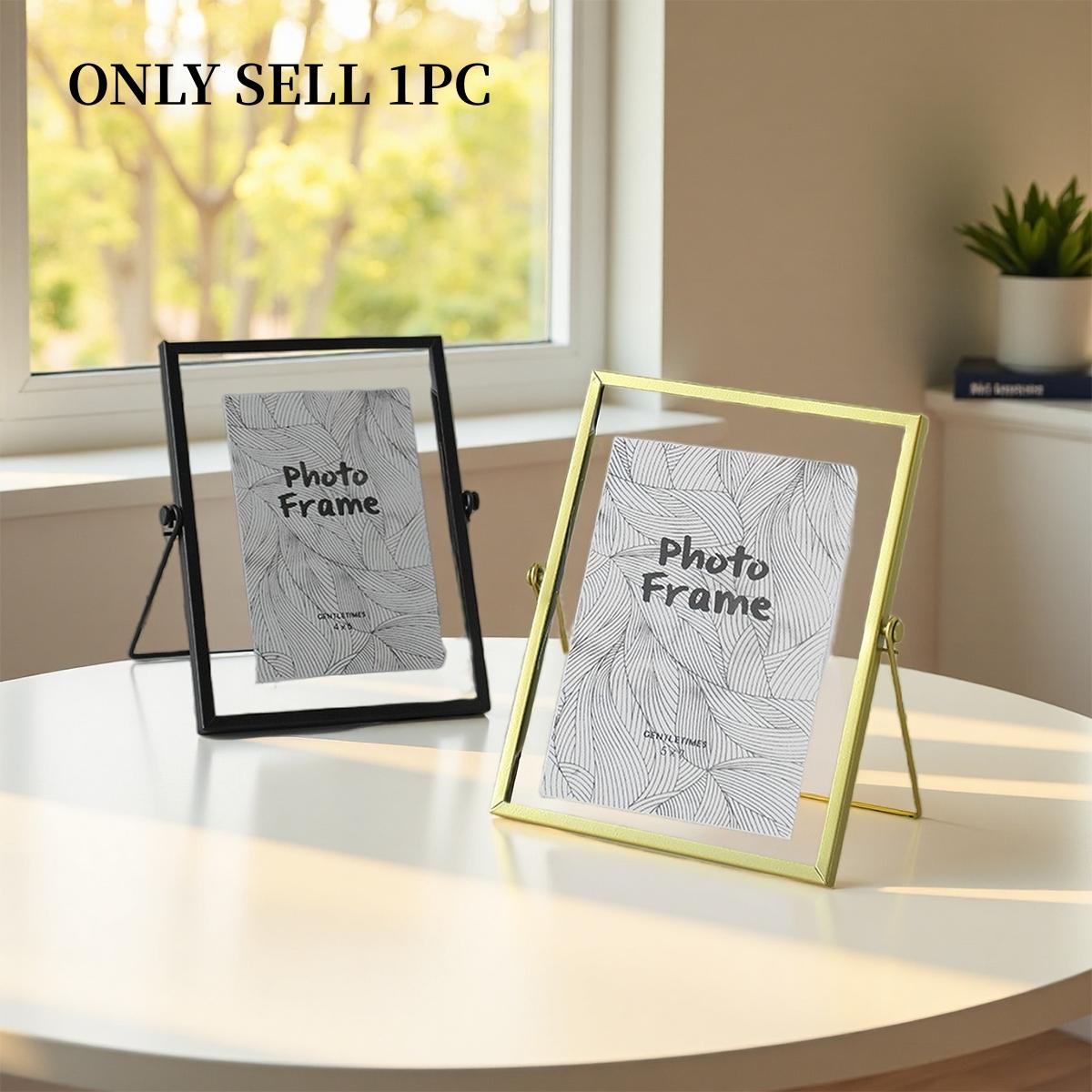 1PC Modern Simple Photo Frame, Iron Material, Golden Frame Decor, Suitable for Multiple Sizes of Photos, Home Decoration, Desktop Photo Frame Ornament