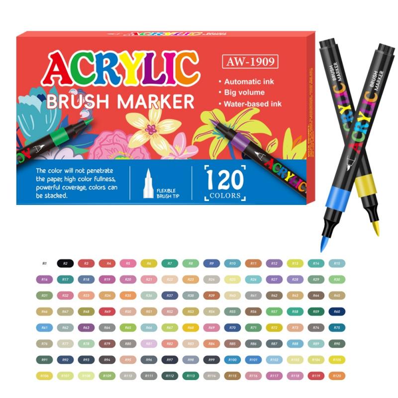 Acrylic Paint Pens Markers,Soft Brush Tips - Quick-Dry Professional Art Markers for Rock Painting, Canvas, Wood, Glass, Ceramic, Fabric, Plastic, Egg & Scrapbook. Paint Markers
