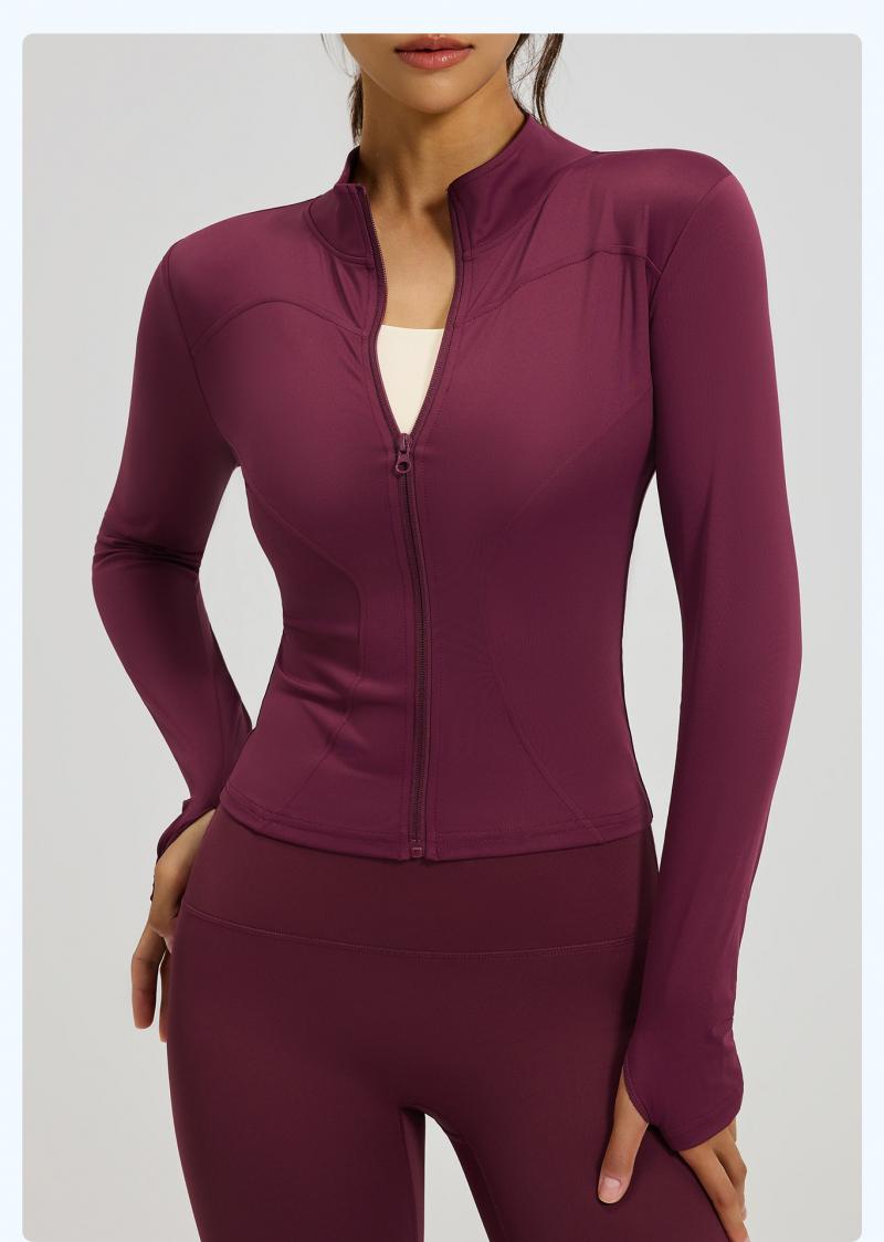 Women's  Slim Fit High Stretch Yoga Top,Long Sleeve Sports Jacket, Lightweight Workout Coat for Running