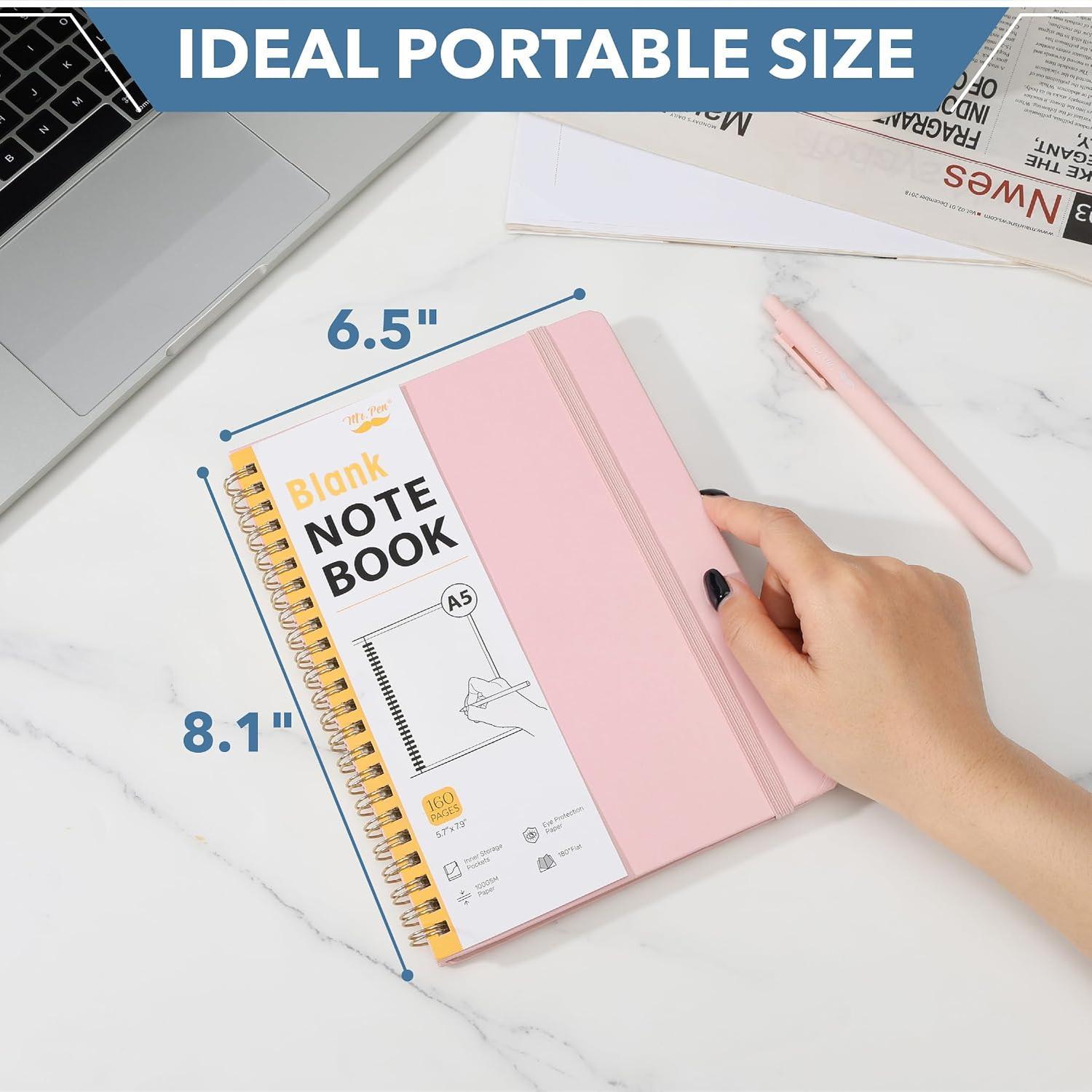 - Blank Journal Notebook Set, A5 (5.7"x7.9"), 160 Pages | Hardcover Plain Journaling Notebook with  & Sticky Index Tabs for Drawing & Sketching, Journals for Creative Writing