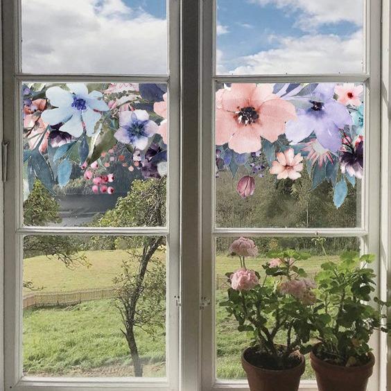 Floral Static Glass Sticker Roll, Removable French Style Glass Film, Room Renovation Decor, Balcony Decoration, No Glue Required