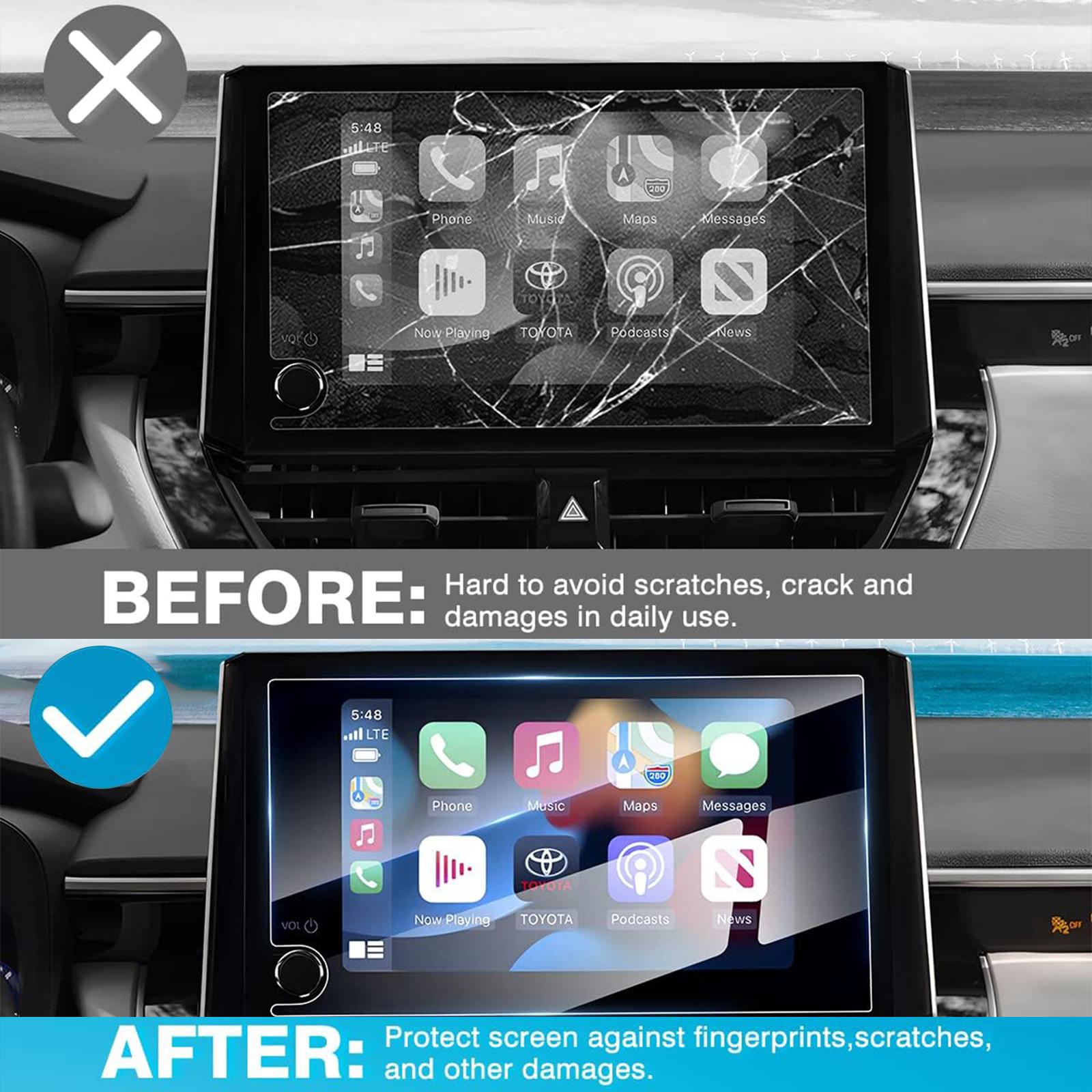 Canvcle 2 Pack Screen Protector for 2023-2025 Toyota Corolla/Corolla Cross & RAV4 8-Inch Touchscreen Tempered Glass Anti-Glare Fingerprint-Resistant Navigation Protective Film