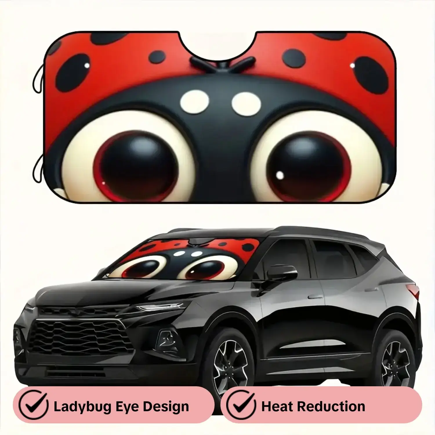 1pc, Collapsible Car Sunshade Featuring a Ladybug Eye Design, Designed to Block Sunlight on RV Windshields, Serves As a Front Window Awning, Comes with 4 Suction Cups, Helps Reduce Heat Inside Suvs, Car Sunshades for Windshield