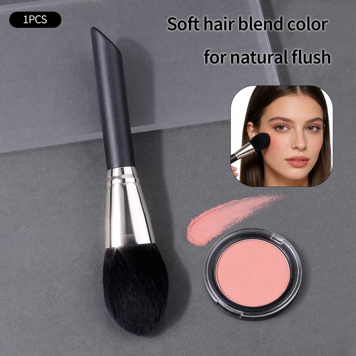 Single-stem multi-functional fiber brush hairs makeup brush Beauty Travel Brush. Suitable for blush brush, loose powder brush, contour brush, blending brush. A durable and long-lasting cosmetic tool that fits the facial contour.