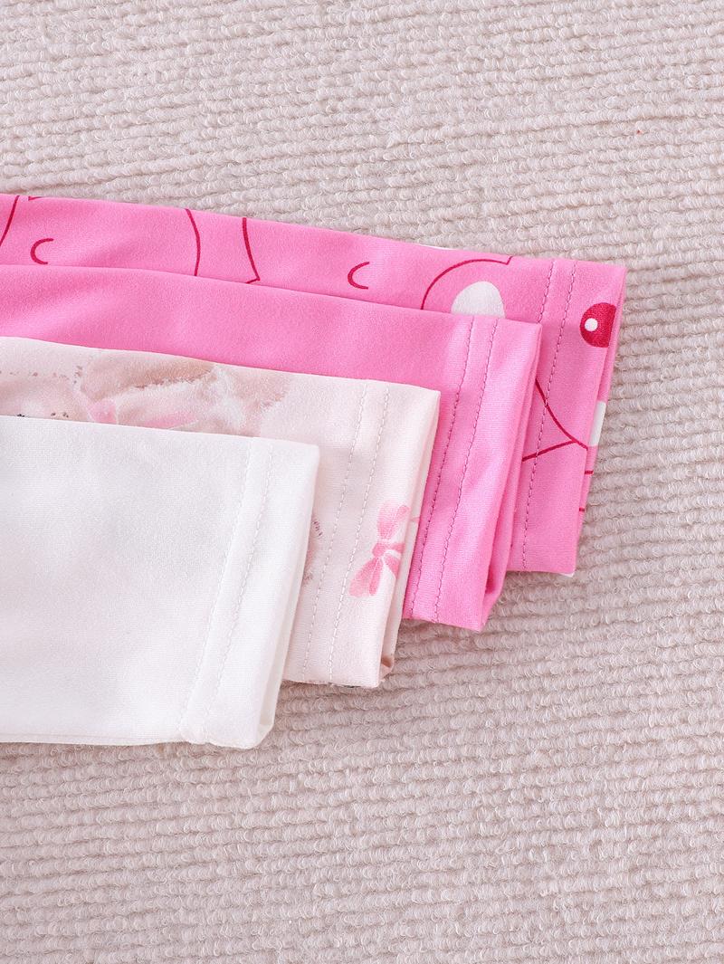 Baby Girls' Soft Comfortable Cartoon Bear & Bow Print Long Sleeve Onesies Set, Cute Sweet Fitted Above the Knee, 4 Pieces Baby Clothes Girl Spring Summer Fall Winter