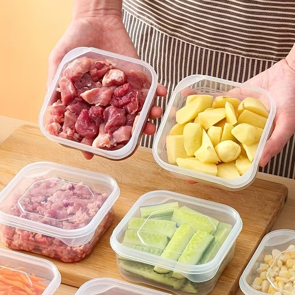 5/10/20pc reusable and stackable freezer food storage box with a sealed lid for leak prevention, suitable for grains, meats, fruits and vegetables. It can also be heated in a microwave oven and is the preferred choice for food storage in kitchens and outd