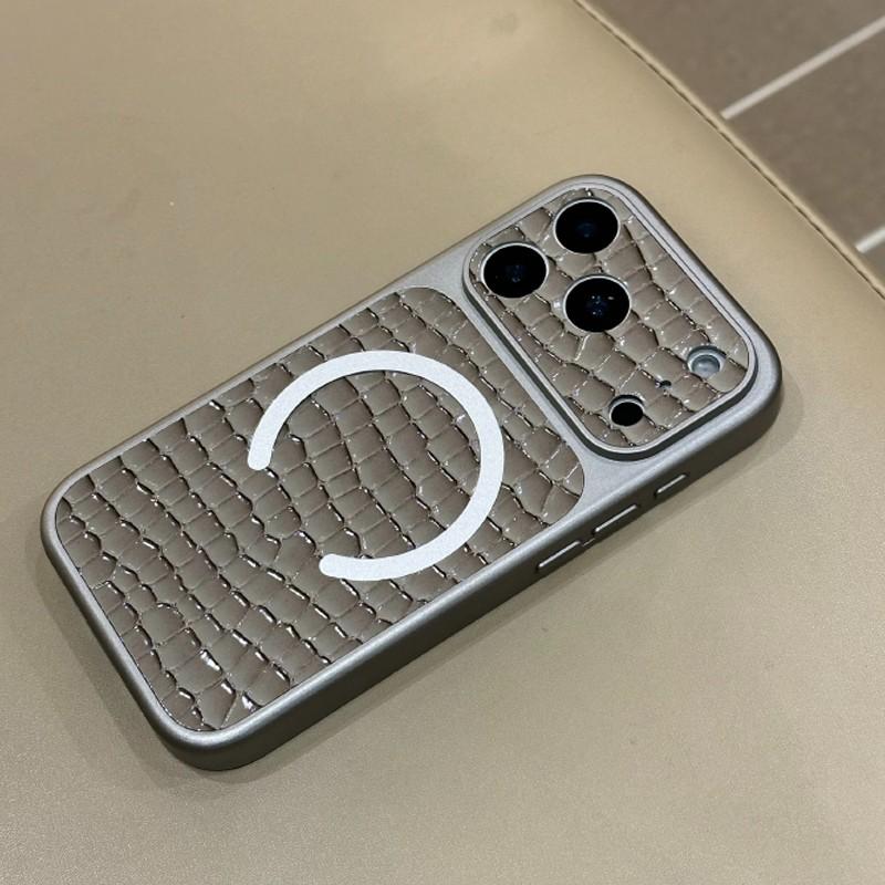 Magnetic crocodile leather pattern instantly changes to 17 shock-absorbing phone case suitable for iPhone 17 16 15 14 13 12 11ProMax Plus Air compatible with MagSafe wireless charging retro simple large window