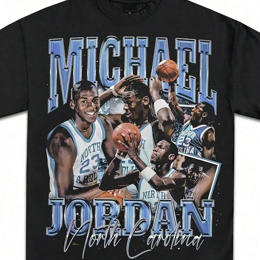 Comfort Unisex Short Sleeve T-shirt, Jordan UNC Basketball Print Round Neck Tee, Trendy Casual Fashion Shirt Perfect for Outdoor Wear and Daily Sports Outfits