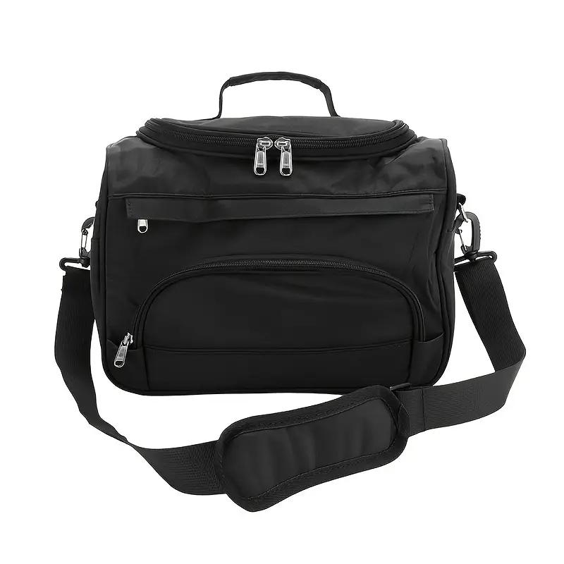 Pink & Black Hair Stylist Tool Organizer Bag - Multiple Compartments, Adjustable Shoulder Strap, Zippered Pockets | Professional Hairstylist Gear, Stylish and Functional