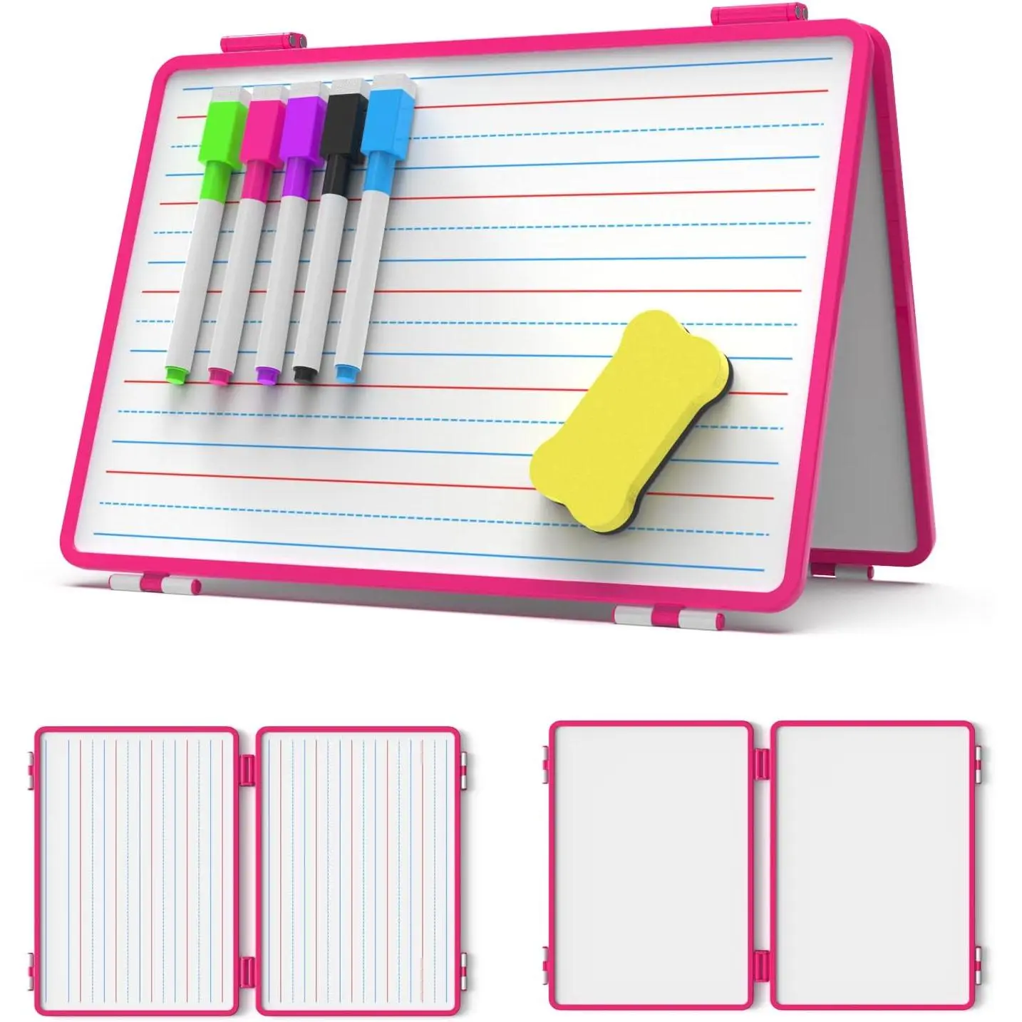 Dry Erase Board, Small WhiteBoard for , 4 Writing Sides Desktop White Board, Small Dry Erase Whiteboard, 11.5x17inch Foldable WhiteBoard for School Office Desk()