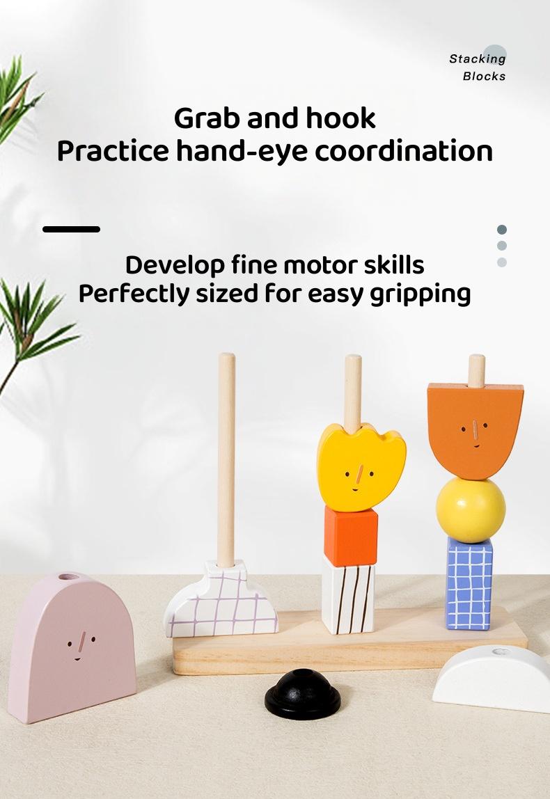 Creative Character Stackable Building Blocks Toy, Shape Assembly Artistic Training, Baby Art Enlightenment Super Fun