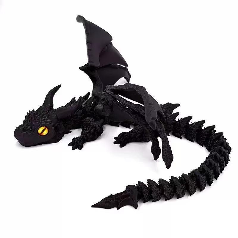 3D Printed Double-Horned Winged Dragon Figurine, Flexible Fully Articulated Multi-Joint Movable Model with Iridescent Gradient Finish, Room Decor, Household Items Decor, Sports & Outdoor Protective Gear Styling Accessory