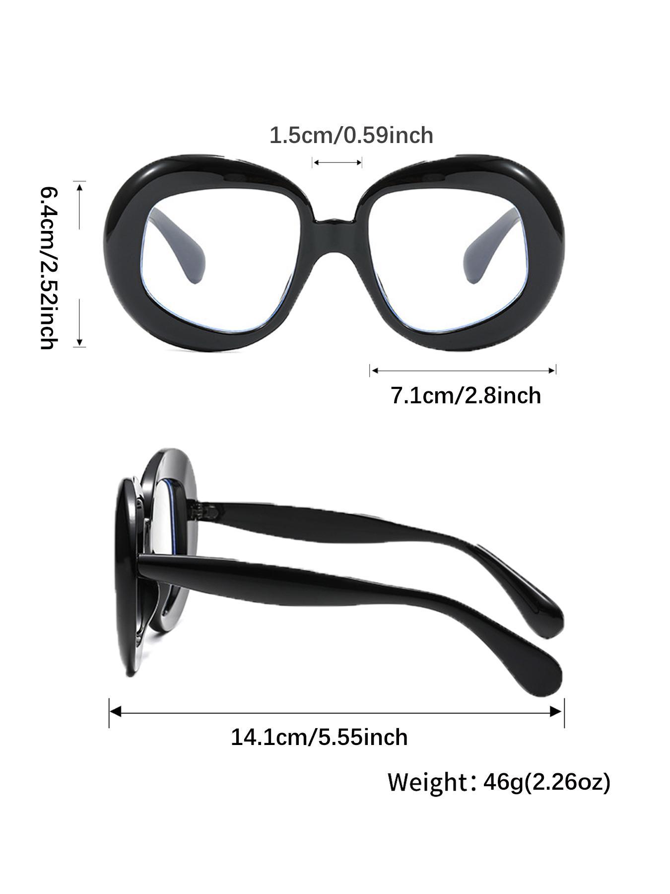 Oversized Round Frame Glasses, Casual Unique Trendy Blue Light Blocking Large Frames, Fashionable Unisex Computer Eyeglasses, Stylish Trendy Eyewear, High Quality Eyewear