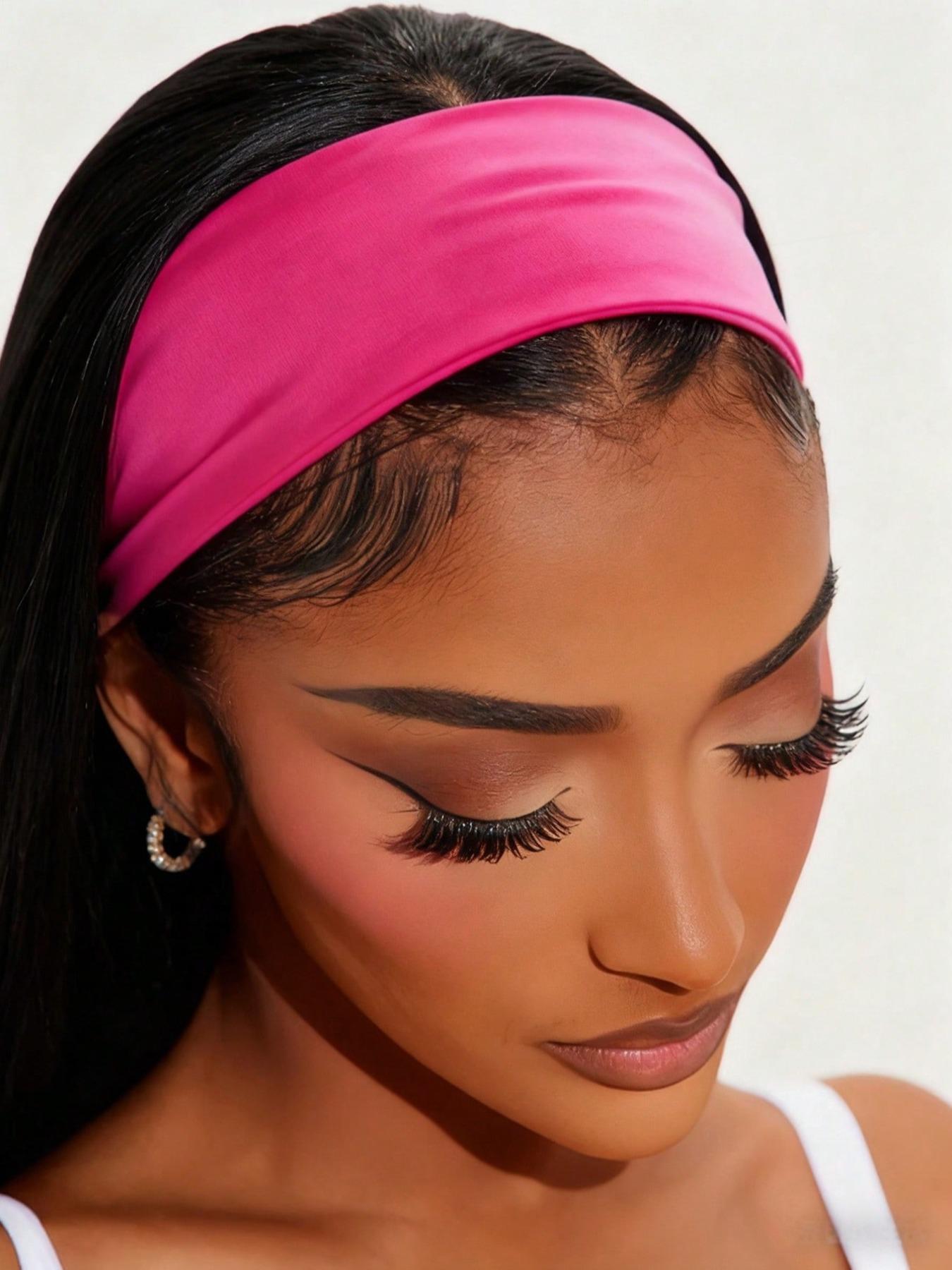 1pc Solid Fuchsia Pink Sports Yoga Headband, Moisture Wicking Elastic Workout Headband For Men & Women, Running, Fitness Women Bandanas Winter Hair Accessories Fashion Scarf Women Hair Band