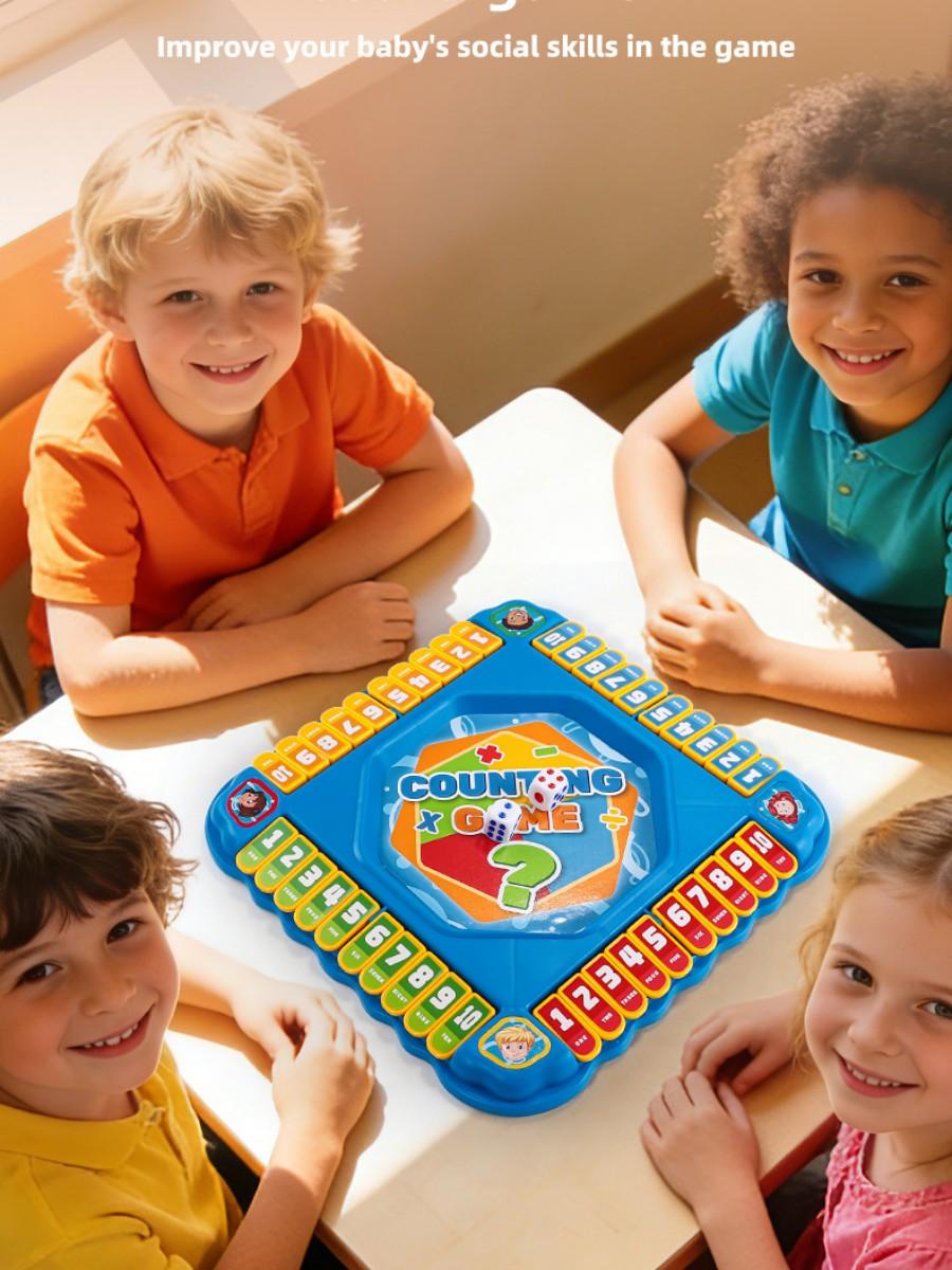 Educational Math Board Game, Table Math Game, Fun Number Calculation Game, Cartoon Design, Dice and Chess Pieces, Parent-Child Interaction Toy, Early Learning Tool, Birthday Party Gift, Math Learning Tools