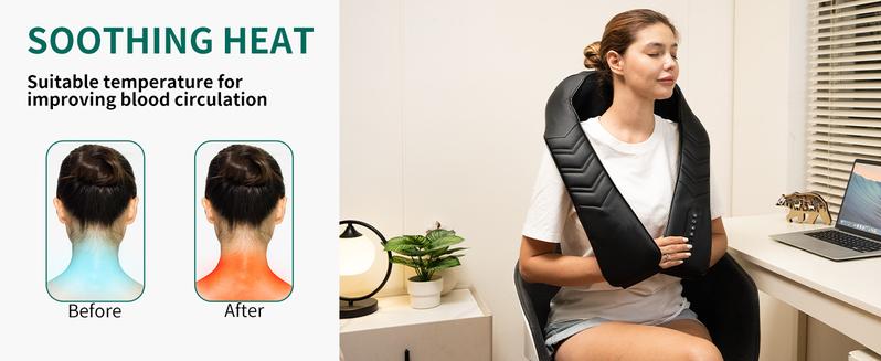 MASGRE 3D Neck & Back Massager with Soothing Heat – Deep Kneading Pillow for Shoulders, Legs, Home, Office & Car Relaxation Gift Adjustable