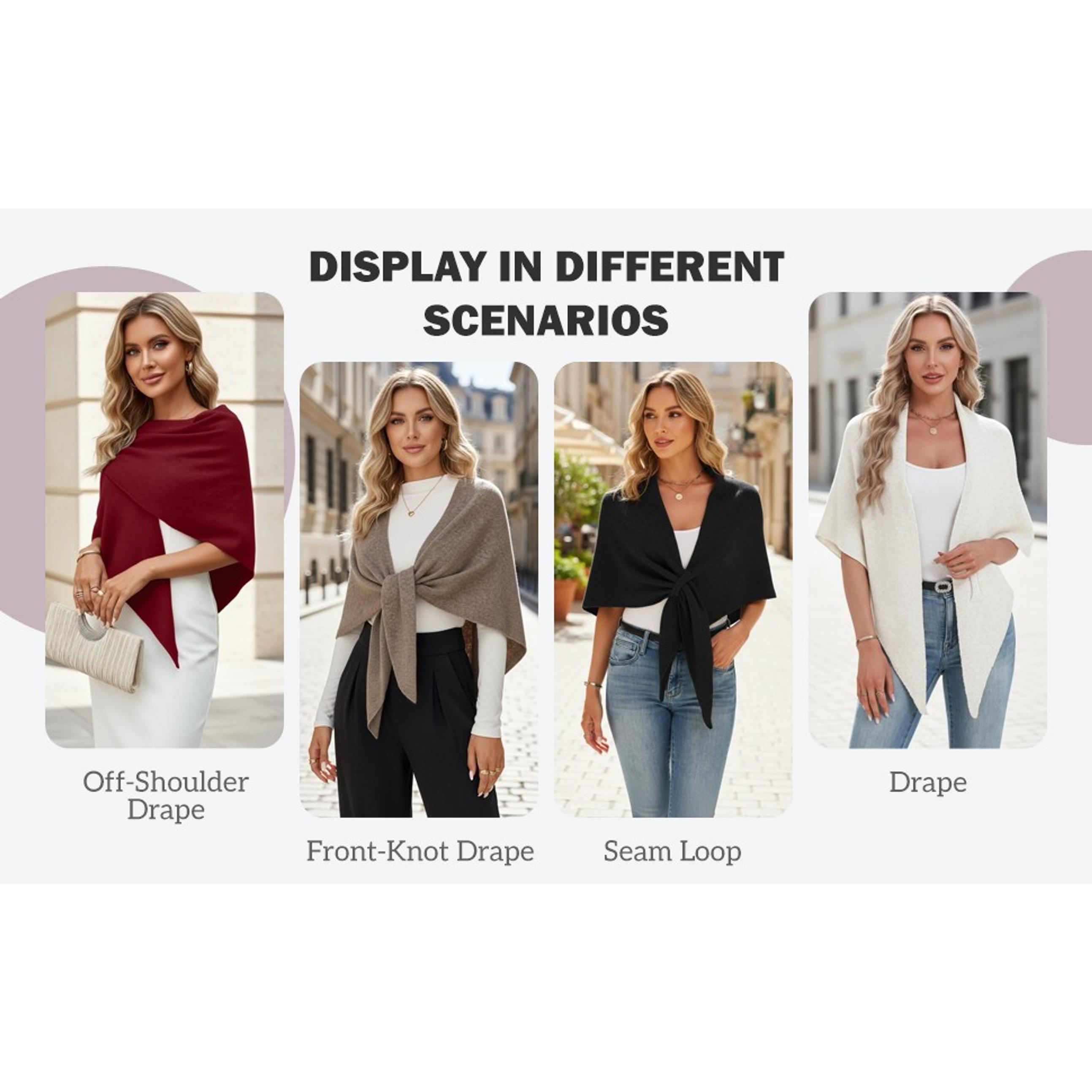 Shawl Wraps Women Pashmina Cardigan Triangle Cape Knit Shoulder Top Sweater Scarf for Fall Winter