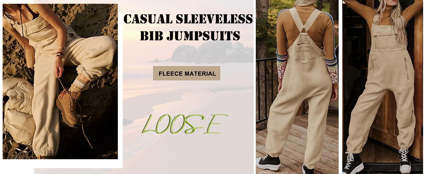 Naeduo Womens Fleece Overalls One-piece Bibs Jumpsuits Adjustable Suspender Straps Warm Winter Fuzzy Ski Pants