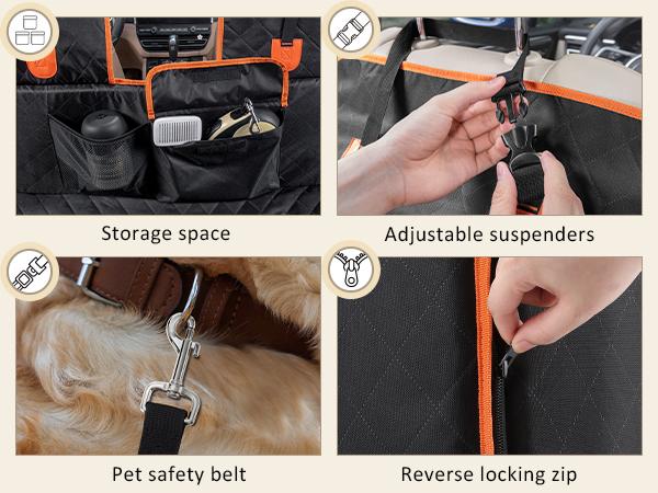 Pecute Dog Car Back Seat Extender - Zippered Fabric Cover, Impact Foam, Hard Bottom, Waterproof Backseat Protector, 400lbs Capacity, Machine Washable, Versatile Pet Travel Car Accessories,back to school