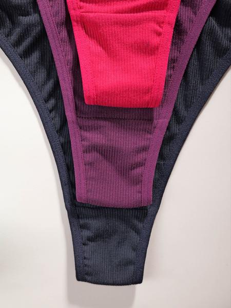 3 Pack Sexy Women's Thong Panties, Comfortable Skin-Friendly Plus Size Underwear, Letter Waistband Design, Casual Style
