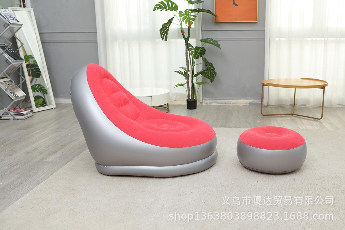 New inflatable lazy sofa, foldable recliner, outdoor sofa bed with footrest, combination flocking sofa wholesale