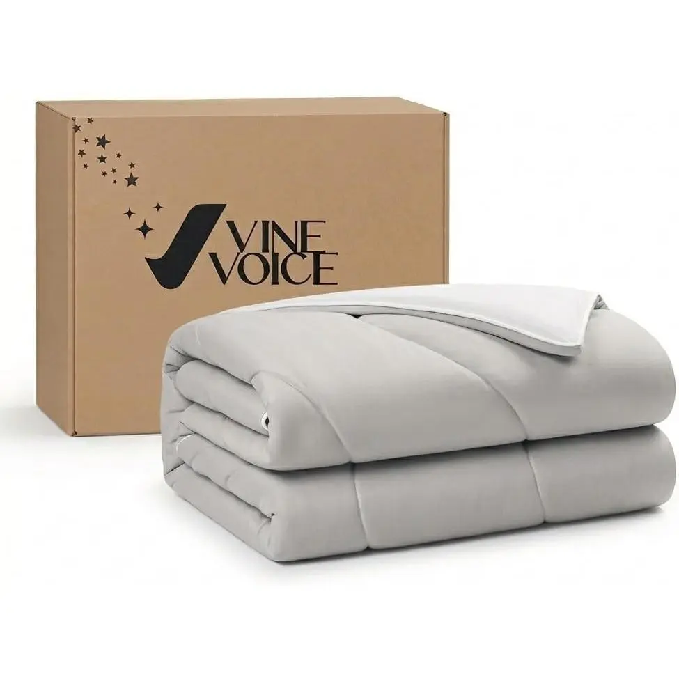 Cooling Comforter Blanket for Hot Sleepers Full/Queen Double-Sided Cold Blanket for Night Sweats All-Season Silver Gray 90''x90''