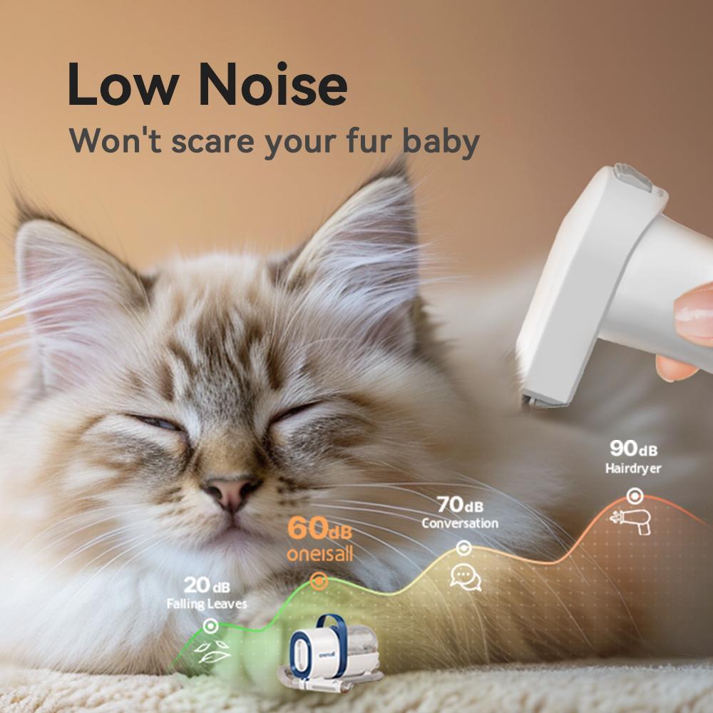 oneisall Dog Hair Vacuum & Dog Grooming Kit, Pet Grooming Vacuum with Pet Clipper Nail Grinder, 1.5L Dust Cup Dog Brush Vacuum with 7 Pet Grooming Tools for Shedding Pet Hair, Home Cleaning