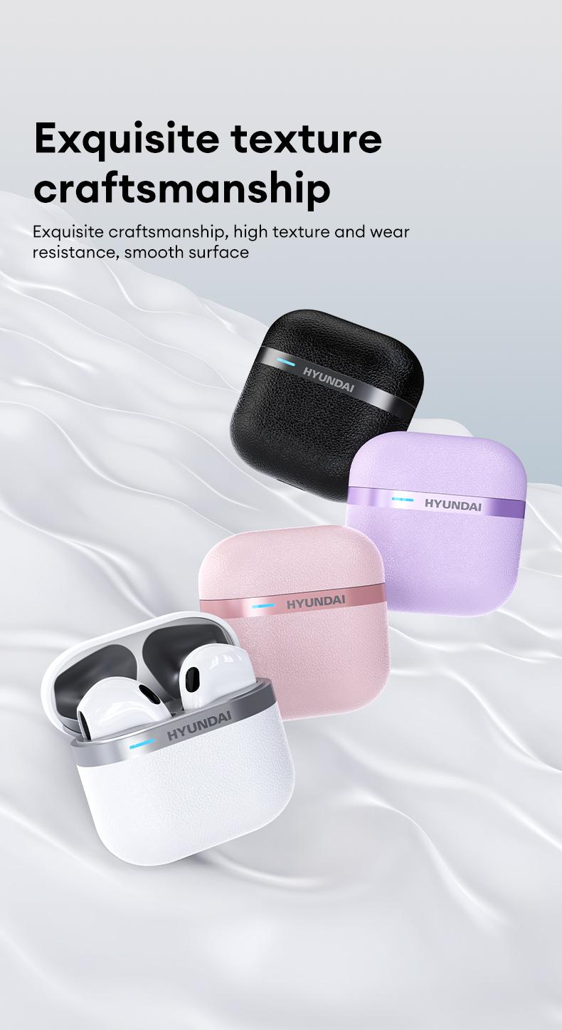 HYUNDAI T02PRO TWS True Wireless Bluetooth 5.4 Earbuds High-resolution Sound Quality Headset Long-lasting Battery & Waterproof Electronic Headphones