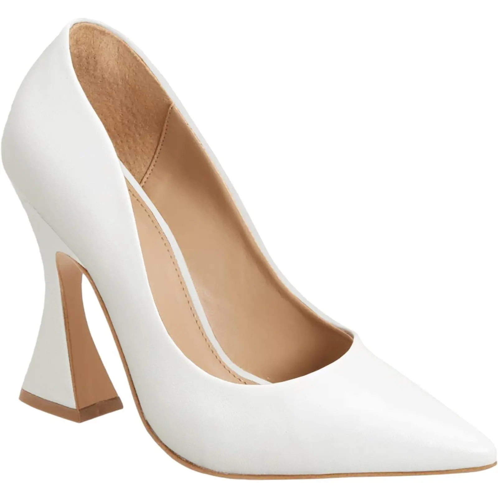 Coutgo Women's Classy Elegant Stylish Pointed-Toe Heeled Pumps - Closed-Toe Flared Heel Slip-On Footwear for Party, Wedding, Office