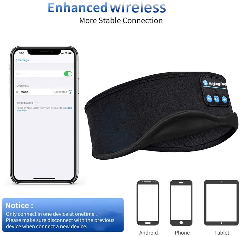 Sleep Headphones Bluetooth 5.2 Headband, Sports Wireless Earphones Sweat Resistant Earbuds with Ultra-Thin HD Stereo Speaker and Clear Audio for Workout Running Cool Gadgets Unique Gifts(Black) Electronic Headset Headphonesbluetooth
