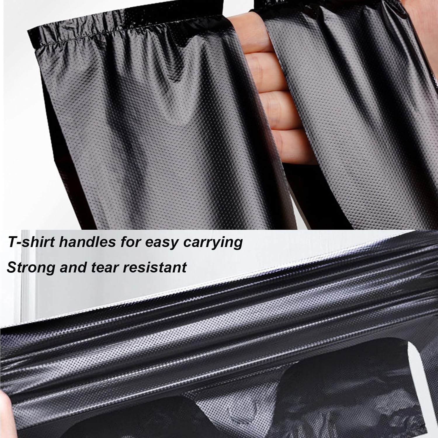 Black Plastic T-shirt Bags 100 Pack 12.6'' x 6.5" x 21" Black Bag for Grocery Shopping  Supermarket Restaurants