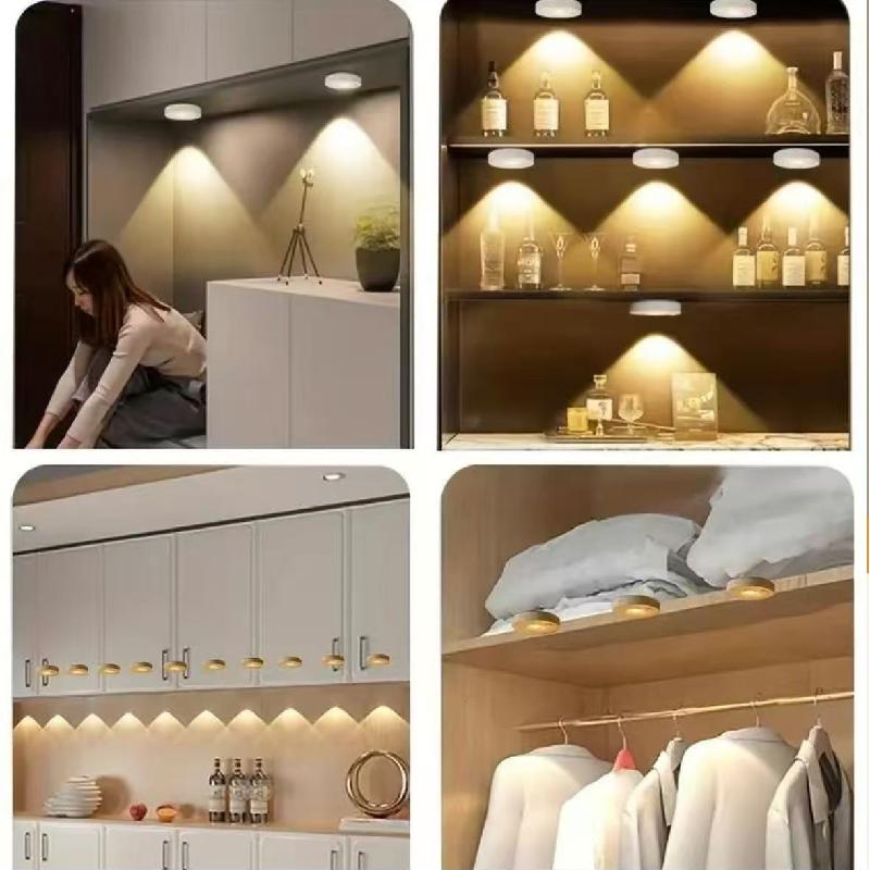 Human Motion Sensing Cabinet Light, USB Rechargeable Wireless Remote Control Ambiance Lighting, Magnetic Three-Color Changing LED Lamp, Decorative Lights