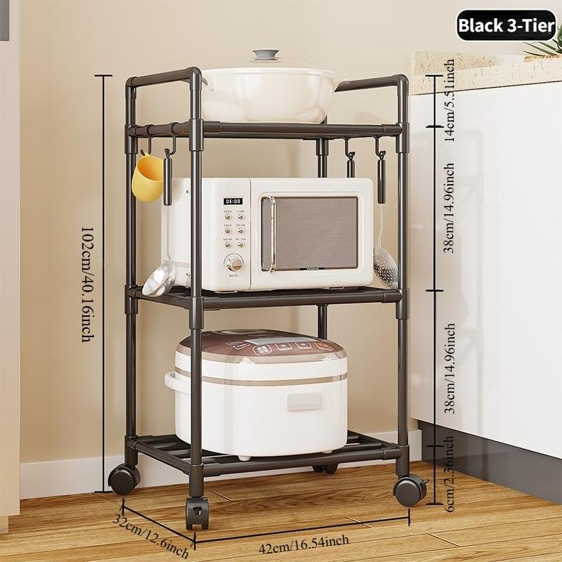 Multi-layer kitchen storage rack, floor-standing organizer for home use, bathroom shelf, no-drill microwave rack,  kitchen storage & organization, microwave stand, microwave rack with storage, kitchen shelf, kitchen storage and organization