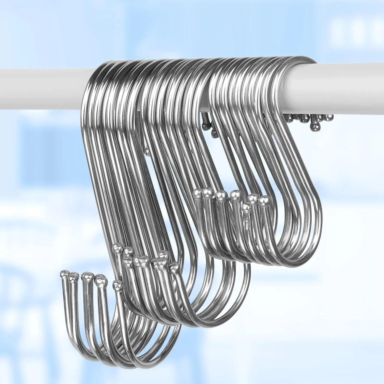 10pcs Extra Large S-shaped Hook, Heavy Stainless Steel Hook - Kitchen Hook Household S-shaped Metal Steel Pipe S-hook Has Many Uses, Which Is Very Suitable for Clothing, Kitchen Utensils, Tableware, Plants, Towels, Garden Tool