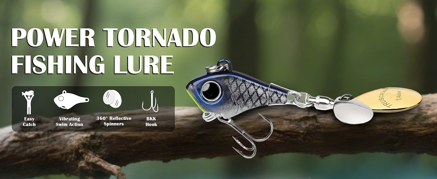 TRUSCEND Easy Catch Fishing Lures with Vibrating Swimming Flashing and Jigging Action Ultimate Search Bait for All Fish Species Amazing Ice Fishing Jig Spinners with BKK Hook Long Cast Spinner Bait